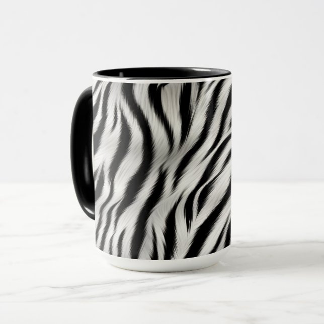 Caneca Impressão de Zebra Branca Negra (Frente Esquerda)