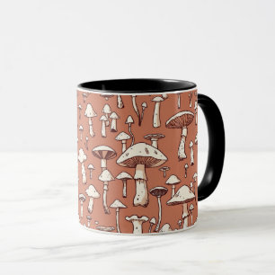 Caneca Impressão do Cogumelo em Terracotta Brown