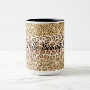 Caneca Impressão do Leopard Glitter de Pessegueira Doura