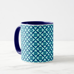 Caneca Impressão floral, turquesa e índigo do quimono