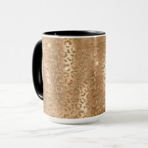 Caneca Impressão Leopardo com Glitter Dourada