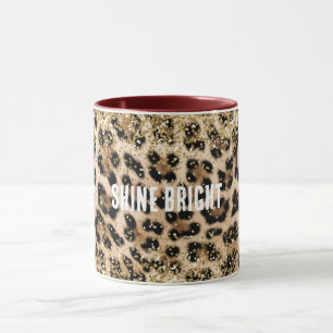 Caneca Impressão Leopardo de Creme Glitter Dourado Glam