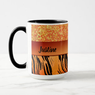 Caneca Impressão Personalizado por Tiger Glitter Laranja 