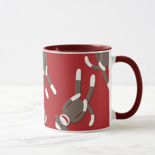 Caneca Impressão vermelho do macaco da peúga