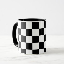 Caneca Impressão Xadrez Preto e Branco