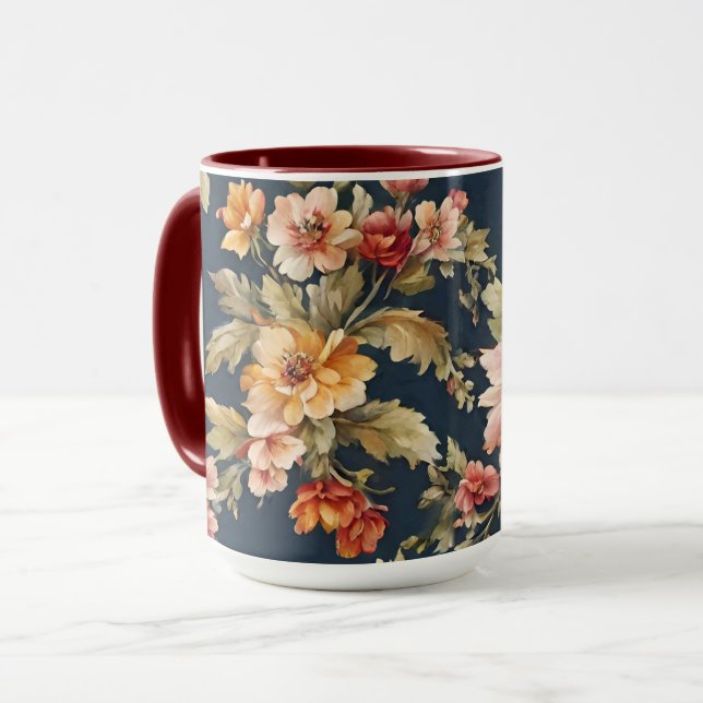 Caneca Impressionante Italiano Belo Padrão Floral Mug (Frente Esquerda)