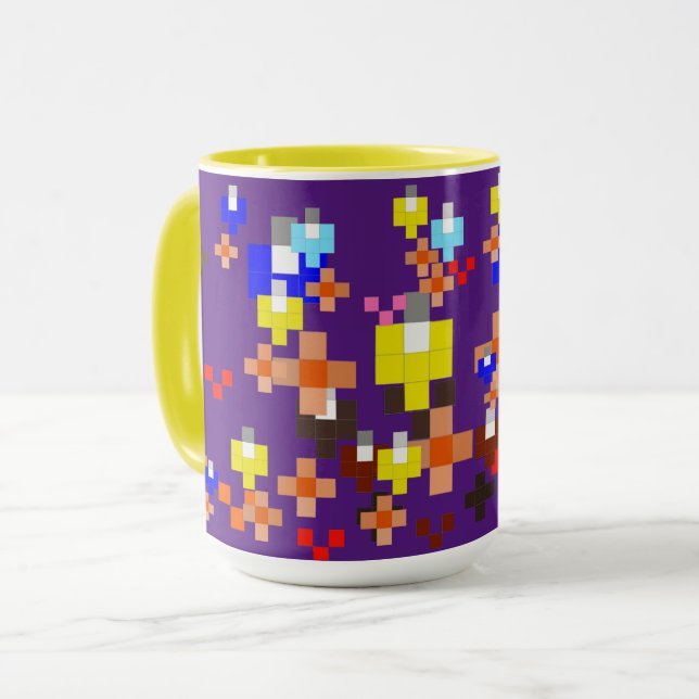 Caneca Impressionismo de Arte em Pixel - Lâmpadas do Verã (Frente Esquerda)