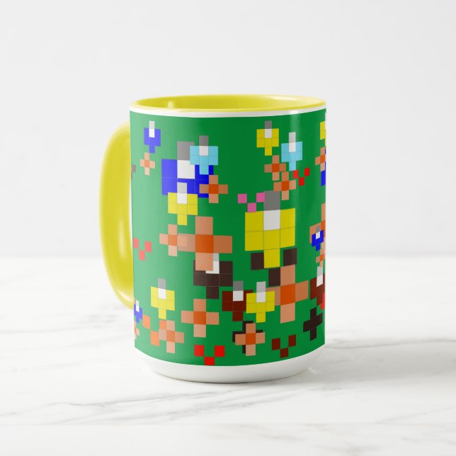 Caneca Impressionismo de Arte em Pixel - Lâmpadas do Verã (Frente Esquerda)