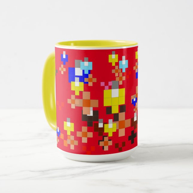 Caneca Impressionismo de Arte em Pixel - Lâmpadas do Verã (Frente Esquerda)