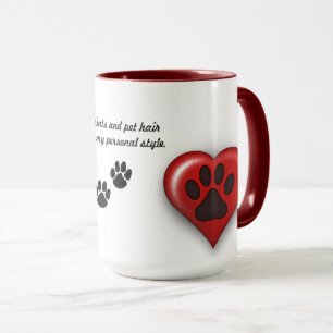 Caneca Impressões da pata e cabelo do animal de estimaç