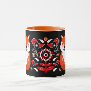 Caneca Impressões de arte popular escandinavos   Fégua de