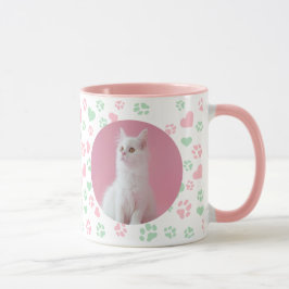 Caneca Impressões personalizadas de pata de gato e padrão