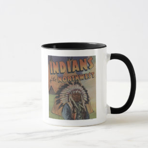 Caneca Indianos do noroeste - chefe indiano & Teepee