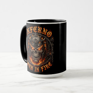 Caneca Inferno Nascido no Fogo, Caveira de Demônio Flamej