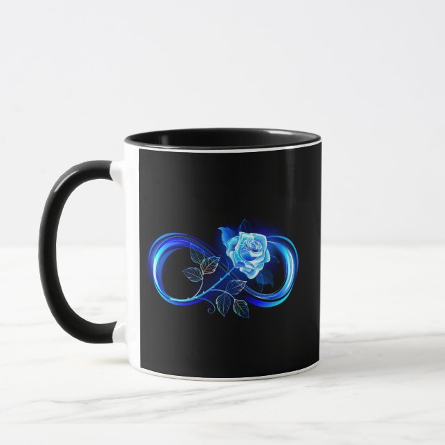 Caneca Infinidade brilhante com rosa azul (Esquerda)