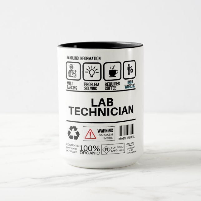 Caneca Informações de Manipulação do Técnico do Laboratór (Centro)