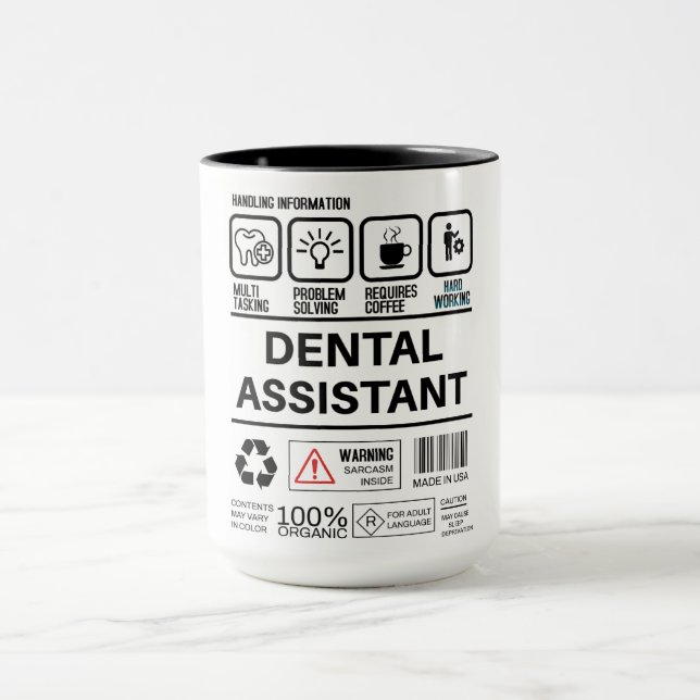 Caneca Informações de Tratamento do Assistente Dental Eng (Centro)