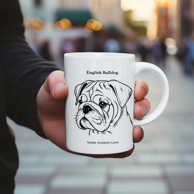 Caneca Inglês Bulldog Retrato Black Line Ilustração (Criador carregado)