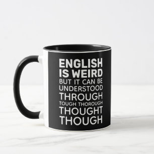 Caneca Inglês é Estranho, Engraçado Gramática Preto