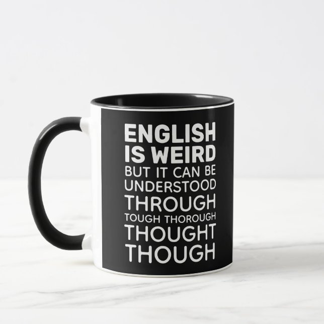 Caneca Inglês é Estranho, Engraçado Gramática Preto (Esquerda)