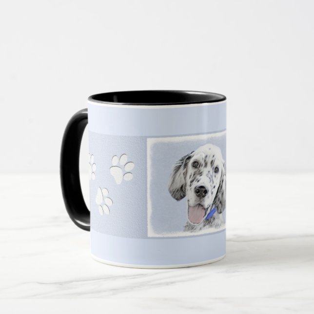 Caneca Inglês Setter Blue Belton pintando arte canina (Frente Esquerda)