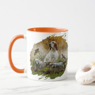 Caneca Inglês setter com faisões, arte