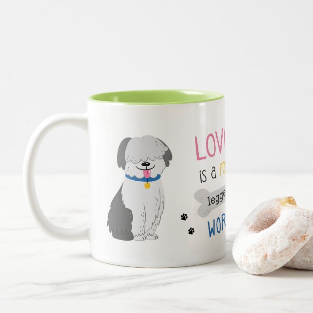 Caneca inglesa velha do Sheepdog - presente bonito (Com Donut)