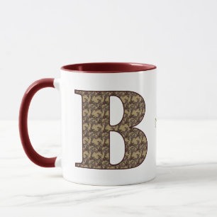 Caneca Iniciais do Monograma B Floral Vintage Personaliza