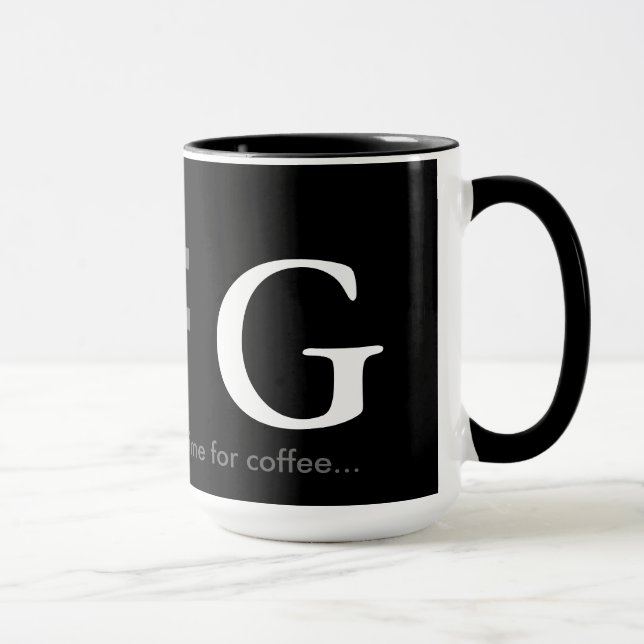 Caneca iniciais em branco e preto (Direita)