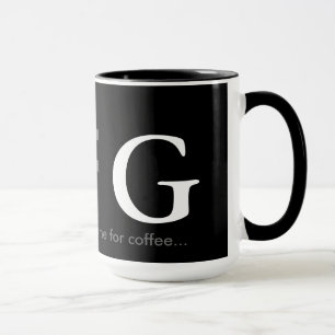 Caneca iniciais em branco e preto - letras