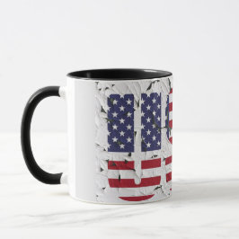 Caneca Iniciais EUA Vintage Bandeira Americana Patriótica