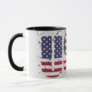 Caneca Iniciais EUA Vintage Bandeira Americana Patriótica
