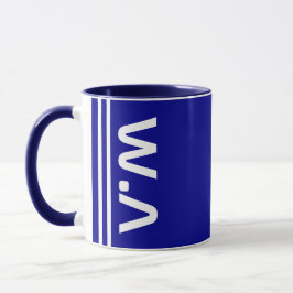 Caneca Iniciais Modernas & Nome | Melhor Monograma Azul M