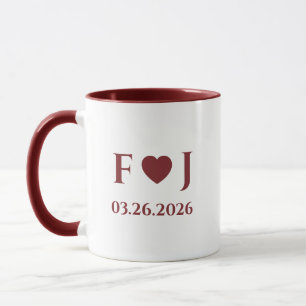 Caneca Iniciais Personalizadas de Casal Coração de Amor &