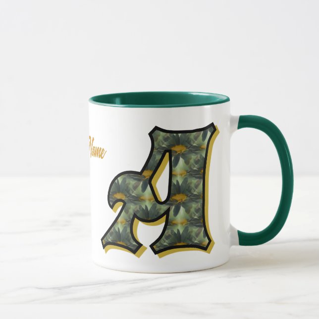 Caneca Inicial A Personalizado Monograma de Margarida (Direita)