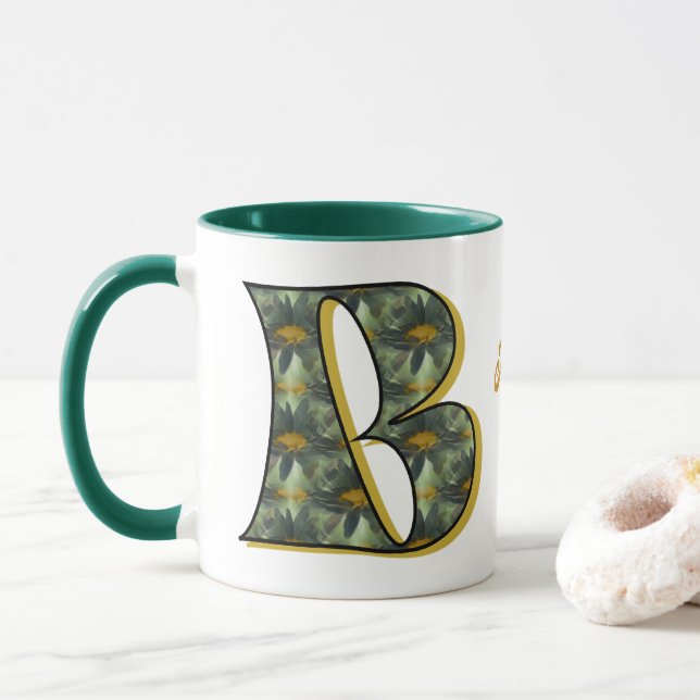 Caneca Inicial B Monograma de Margarida Personalizado (Com Donut)