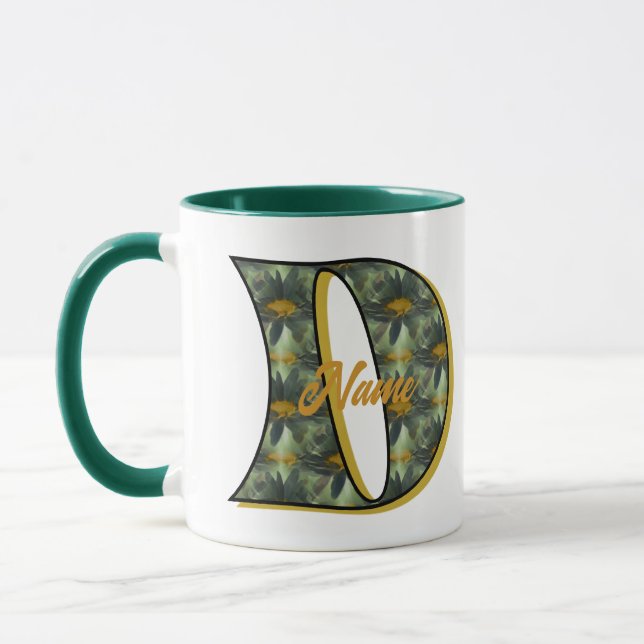 Caneca Inicial D Monograma Margarida Personalizado (Esquerda)