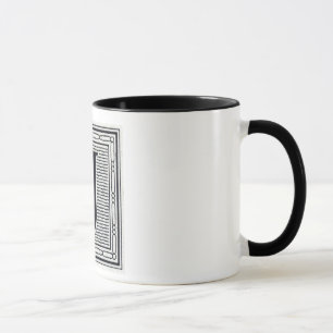 Caneca Inicial de Woodblock do Woodcut da letra de bloco