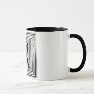 Caneca Inicial de Woodblock do Woodcut da letra de bloco