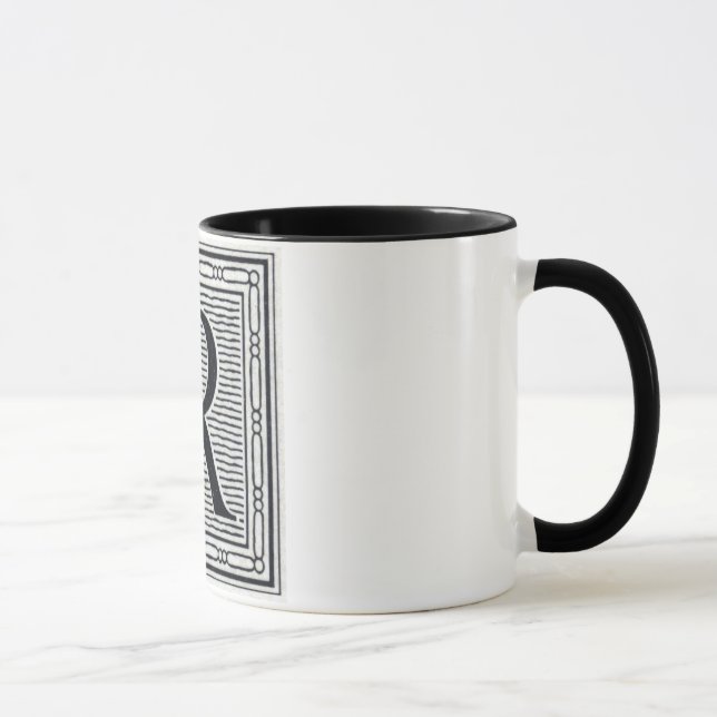 Caneca Inicial de Woodblock do Woodcut da letra de bloco (Direita)
