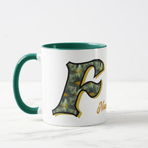 Caneca Inicial F Monograma de Margarida Personalizado
