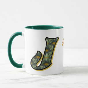 Caneca Inicial J Personalizado Monograma de Margarida