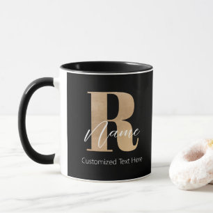 Caneca Inicial Moderna Monogramada R & Nome Personalizado