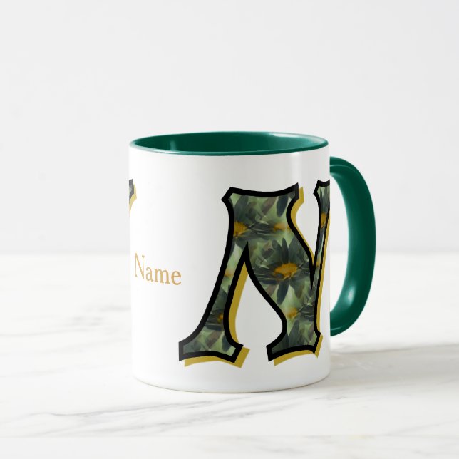 Caneca Inicial Monograma Daisy N Personalizado (Frente Esquerda)