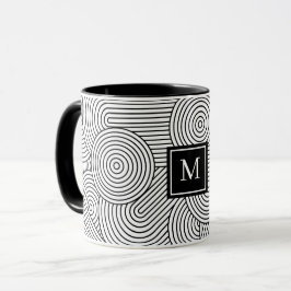 Caneca Inicial Monogramada Preto e Branco Estilo Moderno 