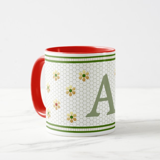 Caneca Inicial personalizada | Chic Dourada Daisy Honeyco (Frente Esquerda)