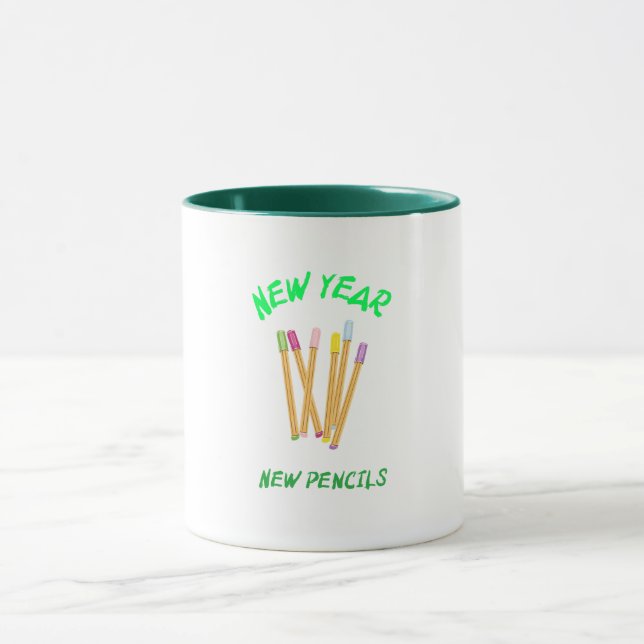 Caneca Início do Ano Novo da Escola de Lápis (Centro)