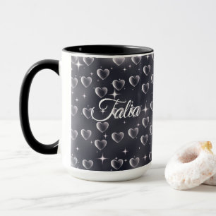 Caneca Início dos anos 2000 Arte Escolar de Coração Negro
