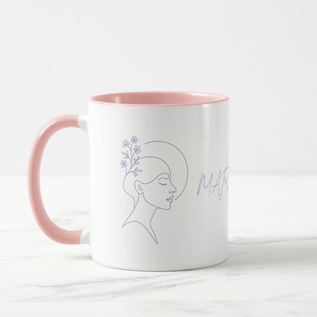 Caneca Inner Bloom – Perfil de Mulher de Linha Única com  (Esquerda)