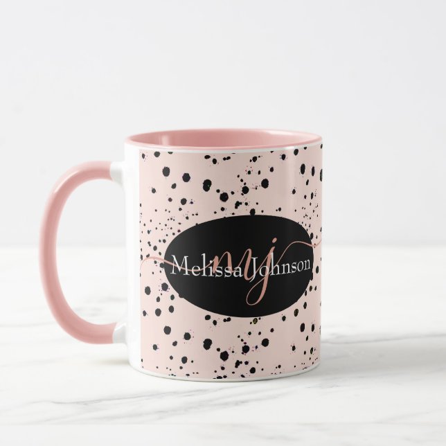 Caneca Inscrição Dourada de Rosa elegante em Black Mug (Esquerda)